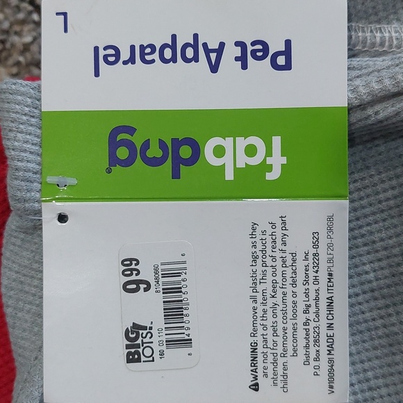 NWT Funny Size Large Dog Pajamas Two Outfits Red And Gray - Picture 10 of 10